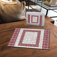 Samoa Siapo Red Trimmed Puzzle Samoa White Sunday - Polynesian Pride