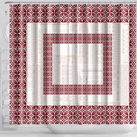 Samoa Siapo Red Trimmed Shower Curtain Samoa White Sunday - Polynesian Pride
