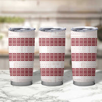Samoa Siapo Red Trimmed Tumbler Cup Samoa White Sunday - Polynesian Pride