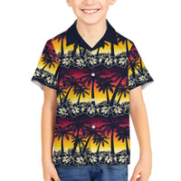 Hawaii Hibiscus Palm Tree Sunset Family Matching Long Sleeve Bodycon Dress and Hawaiian Shirt Tropical Style LT01 Son's Shirt Multicolor - Polynesian Pride