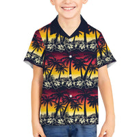 Hawaii Hibiscus Palm Tree Sunset Family Matching Short Sleeve Bodycon Dress and Hawaiian Shirt Tropical Style LT01 Son's Shirt Multicolor - Polynesian Pride