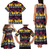 Hawaii Hibiscus Palm Tree Sunset Family Matching Tank Maxi Dress and Hawaiian Shirt Tropical Style LT01 - Polynesian Pride