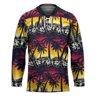 Hawaii Hibiscus Palm Tree Sunset Hockey Jersey Tropical Style - Polynesian Pride