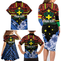 Personalised Vanuatu Tafea Province Family Matching Long Sleeve Bodycon Dress and Hawaiian Shirt Unique Tropical Tribal Pattern LT01 - Polynesian Pride