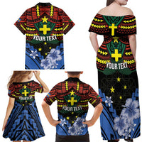Personalised Vanuatu Tafea Province Family Matching Off Shoulder Maxi Dress and Hawaiian Shirt Unique Tropical Tribal Pattern LT01 - Polynesian Pride