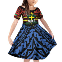 Personalised Vanuatu Tafea Province Family Matching Off Shoulder Short Dress and Hawaiian Shirt Unique Tropical Tribal Pattern LT01 Daughter's Dress Colorful - Polynesian Pride