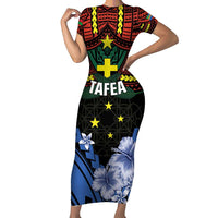 Personalised Vanuatu Tafea Province Family Matching Short Sleeve Bodycon Dress and Hawaiian Shirt Unique Tropical Tribal Pattern LT01 Mom's Dress Colorful - Polynesian Pride