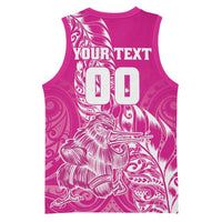 Custom New Zealand Rugby Silver Fern Basketball Jersey Aotearoa Kiwi Maori Pink Version LT01 - Polynesian Pride