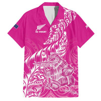 Custom New Zealand Rugby Silver Fern Hawaiian Shirt Aotearoa Kiwi Maori Pink Version LT01 Pink - Polynesian Pride