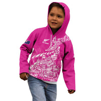 Custom New Zealand Rugby Silver Fern Kid Hoodie Aotearoa Kiwi Maori Pink Version LT01 - Polynesian Pride