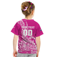 Custom New Zealand Rugby Silver Fern Kid T Shirt Aotearoa Kiwi Maori Pink Version LT01 - Polynesian Pride
