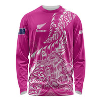 Custom New Zealand Rugby Silver Fern Long Sleeve Shirt Aotearoa Kiwi Maori Pink Version LT01 Unisex Pink - Polynesian Pride