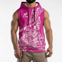 Custom New Zealand Rugby Silver Fern Sleeveless Hoodie Aotearoa Kiwi Maori Pink Version LT01 - Polynesian Pride