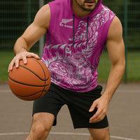 Custom New Zealand Rugby Silver Fern Sleeveless Hoodie Aotearoa Kiwi Maori Pink Version LT01 - Polynesian Pride