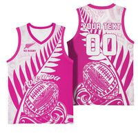 Custom New Zealand Rugby Silver Fern Basketball Jersey Aotearoa Maori Pink Version LT01 - Polynesian Pride