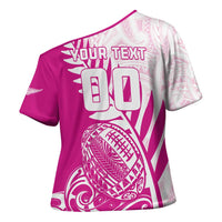 Custom New Zealand Rugby Silver Fern Cross Shoulder Shirt Aotearoa Maori Pink Version LT01 - Polynesian Pride