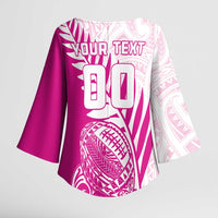 Custom New Zealand Rugby Silver Fern Kimono Sleeve Blouse Aotearoa Maori Pink Version LT01 - Polynesian Pride