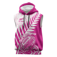 Custom New Zealand Rugby Silver Fern Sleeveless Hoodie Aotearoa Maori Pink Version LT01 Pink - Polynesian Pride