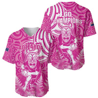 New Zealand Silver Fern Rugby All Pink Baseball Jersey Maori Tiki Player With Ta Moko Tribal LT01 - Polynesian Pride