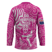 New Zealand Silver Fern Rugby All Pink Hockey Jersey Maori Tiki Player With Ta Moko Tribal LT01 - Polynesian Pride