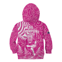 New Zealand Silver Fern Rugby All Pink Kid Hoodie Maori Tiki Player With Ta Moko Tribal LT01 - Polynesian Pride