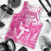 New Zealand Silver Fern Rugby All Pink Men Tank Top Maori Tiki Player With Ta Moko Tribal LT01 - Polynesian Pride
