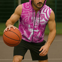New Zealand Silver Fern Rugby All Pink Sleeveless Zip Hoodie Maori Tiki Player With Ta Moko Tribal LT01 - Polynesian Pride