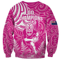 New Zealand Silver Fern Rugby All Pink Sweatshirt Maori Tiki Player With Ta Moko Tribal LT01 - Polynesian Pride