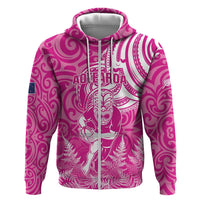 New Zealand Silver Fern Rugby All Pink Zip Hoodie Maori Tiki Player With Ta Moko Tribal LT01 Zip Hoodie Pink - Polynesian Pride