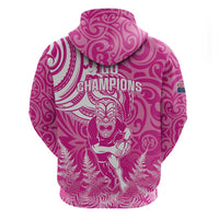 New Zealand Silver Fern Rugby All Pink Zip Hoodie Maori Tiki Player With Ta Moko Tribal LT01 - Polynesian Pride