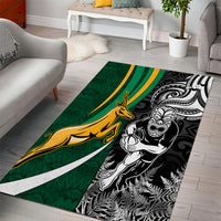 New Zealand and South Africa Rugby Area Rug Silver Fern Protea Pattern World Cup 2023 LT01 - Polynesian Pride