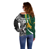 Custom New Zealand and South Africa Rugby Off Shoulder Sweater Silver Fern Protea Pattern World Cup 2023 LT01 - Polynesian Pride