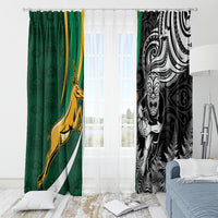 New Zealand and South Africa Rugby Window Curtain Silver Fern Protea Pattern World Cup 2023 LT01 - Polynesian Pride