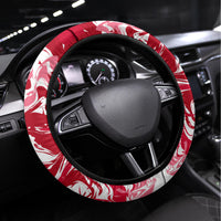 New Zealand and England Rugby Steering Wheel Cover Silver Fern With Red Rose World Cup 2023 LT01 Universal Fit Art - Polynesian Pride