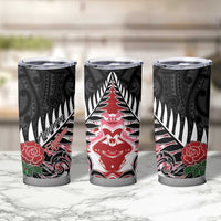New Zealand and England Rugby Tumbler Cup Silver Fern With Red Rose LT01 - Polynesian Pride