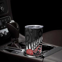 New Zealand and England Rugby Tumbler Cup Silver Fern With Red Rose LT01 - Polynesian Pride