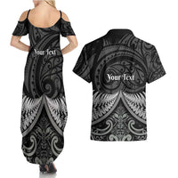 Personalised Toitu Te Tiriti Aotearoa Silver Fern Couples Matching Summer Maxi Dress and Hawaiian Shirt New Zealand Maori Pattern LT01 - Polynesian Pride