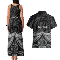 Personalised Toitu Te Tiriti Aotearoa Silver Fern Couples Matching Tank Maxi Dress and Hawaiian Shirt New Zealand Maori Pattern LT01 - Polynesian Pride