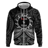 Personalised Toitu Te Tiriti Aotearoa Silver Fern Hoodie New Zealand Maori Pattern LT01 Zip Hoodie Black - Polynesian Pride