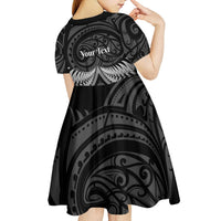 Personalised Toitu Te Tiriti Aotearoa Silver Fern Kid Short Sleeve Dress New Zealand Maori Pattern LT01 - Polynesian Pride
