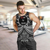 Personalised Toitu Te Tiriti Aotearoa Silver Fern Men Tank Top New Zealand Maori Pattern LT01 Black - Polynesian Pride