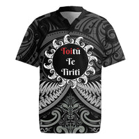 Personalised Toitu Te Tiriti Aotearoa Silver Fern Rugby Jersey New Zealand Maori Pattern LT01 Black - Polynesian Pride