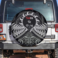 Toitu Te Tiriti Aotearoa Silver Fern Spare Tire Cover New Zealand Maori Pattern LT01 Black - Polynesian Pride