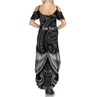 Personalised Toitu Te Tiriti Aotearoa Silver Fern Summer Maxi Dress New Zealand Maori Pattern LT01 - Polynesian Pride