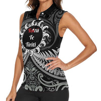 Personalised Toitu Te Tiriti Aotearoa Silver Fern Women Sleeveless Polo Shirt New Zealand Maori Pattern LT01 - Polynesian Pride
