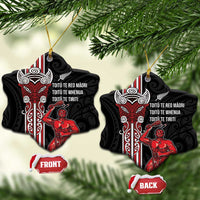 Toitu Te Reo Maori Toitu Te Whenua Toitu Te Tiriti Ceramic Ornament Maori Warrior LT01 Snow Flake Black - Polynesian Pride
