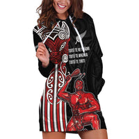 Toitu Te Reo Maori Toitu Te Whenua Toitu Te Tiriti Hoodie Dress Maori Warrior New Zealand LT01 Black - Polynesian Pride