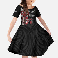Toitu Te Reo Maori Toitu Te Whenua Toitu Te Tiriti Kid Short Sleeve Dress Maori Warrior New Zealand LT01 KID Black - Polynesian Pride