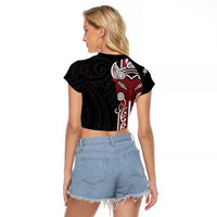 Toitu Te Reo Maori Toitu Te Whenua Toitu Te Tiriti Raglan Cropped T Shirt Maori Warrior New Zealand LT01 - Polynesian Pride