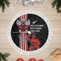 Toitu Te Reo Maori Toitu Te Whenua Toitu Te Tiriti Tree Skirt Maori Warrior LT01 Fringed Black - Polynesian Pride
